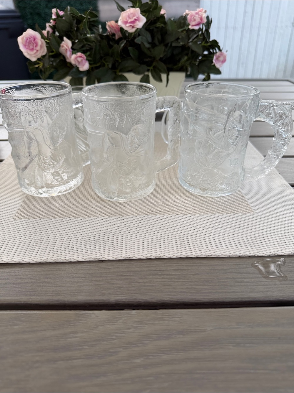 1995 McDonald’s BATMAN FOREVER DC COMICS thick glass set of 5 glass cups